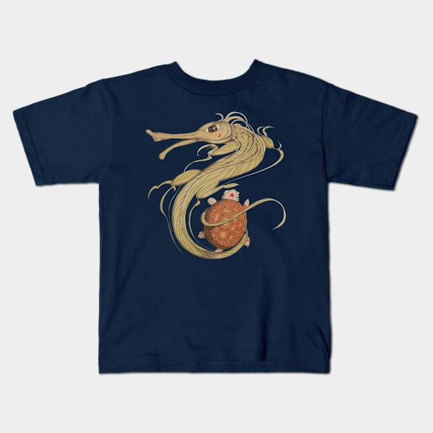 dragon and turtle Kids T-Shirt by federicocortese